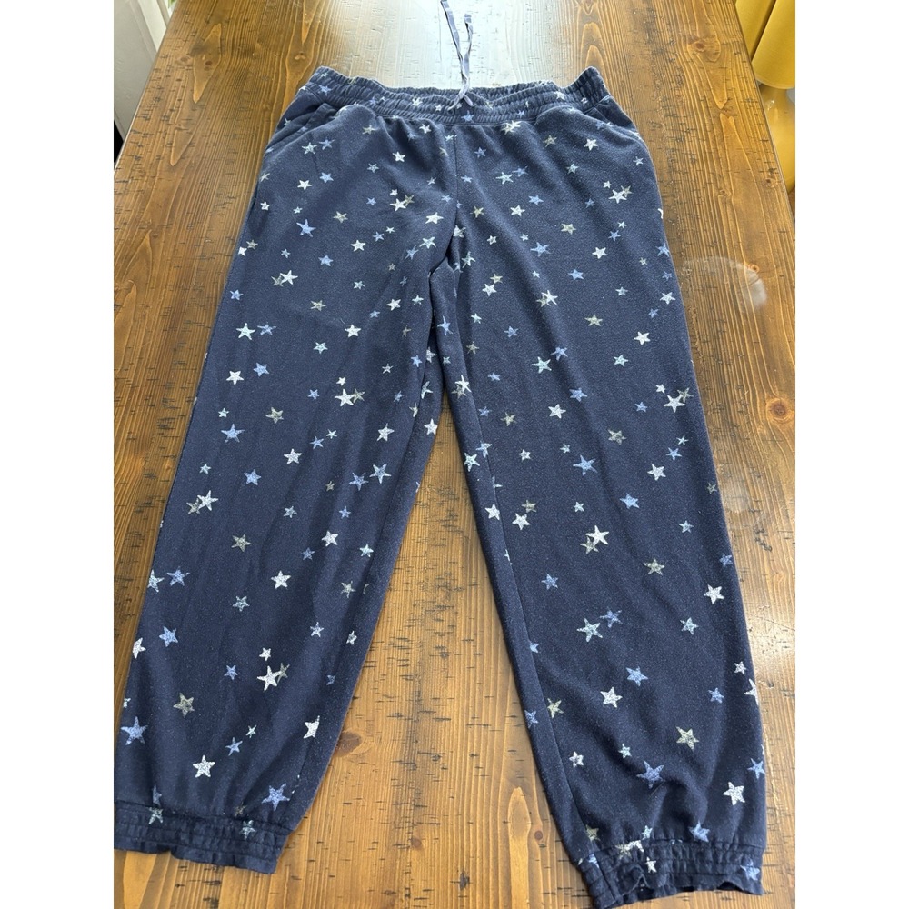 Splendid XL Star Print Jogger Pants Navy Blue Cozy Celestial Lounge Casual